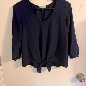 Women's Navy Blue V-Neck Top